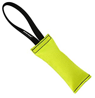 Dingo Gear Beisswurst aus Feuerwehrschlauch mit 1 Schlaufe 6 x 20 cm Gelb Hundetraining, Apportieren, Tauziehen und Zerrspiele Weich handgefertigt, Schwimmfähig Hundespielzeug S00303