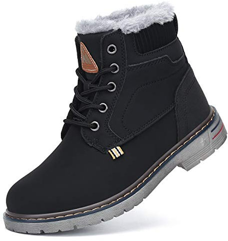 Mishansha Scarpe Inverno Bambino Impermeabili Stivali da Neve Ragazza Ragazzi Caloroso Stivali Inverno Nero 34