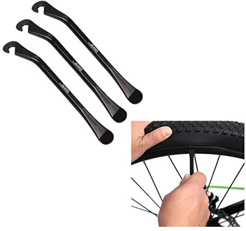 Voarge 3 Stücke Fahrrad Reifenheber, Kohlenstoffstahl Reifen Hebel Montagehebel Montierhebel Fahrradreifen Reparatur Reifenwechsel Werkzeug Set, für Auto Fahrrad