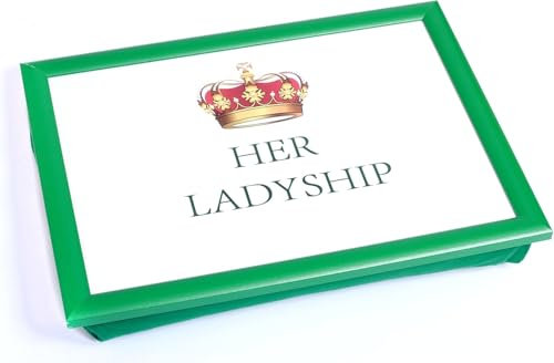 Large Wooden Soft Padded Cushioned Bean Bag Lap Dinner Laptop Food TV Tray Home Bedroom Office Kitchen Trays (Her Ladyship Design)