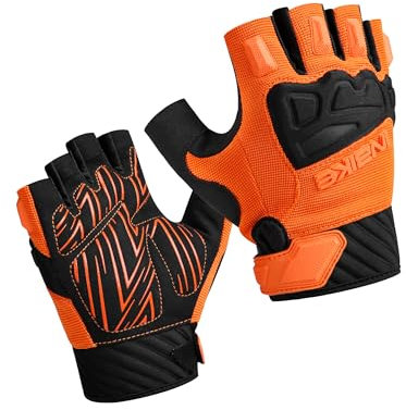 INBIKE MTB Handschuhe Herren Motocross Fahrradhandschuhe Kurz Sommer Mountainbike Fahrrad Halbfinger Rad Jungen Mädchen Orange 2XL
