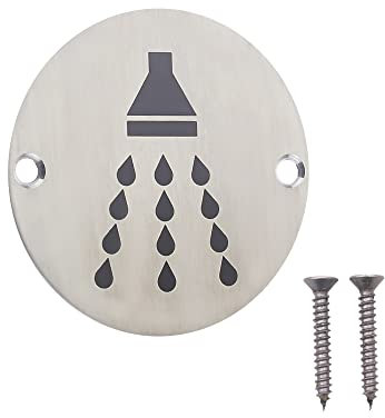 Targa per porta doccia per bagno con disco rotondo in acciaio inox, 76 x 1,5 mm, confezione da 1