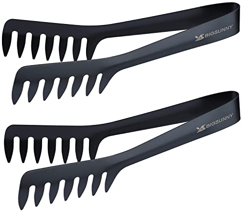 MSY BIGSUNNY 20cm Nudelzange Edelstahl Lebensmittel Servierzange Rostfrei Spaghetti Zange (2er Set)
