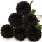 Briful Künstliche Chrysanthemen für den Herbst, 10,2 cm, große Köpfe, Mutterstiele, schwarze künstliche Hortensien, Brautstrauß für Zuhause, Halloween, Hochzeit, Herbstdekorationen, 6 Stück