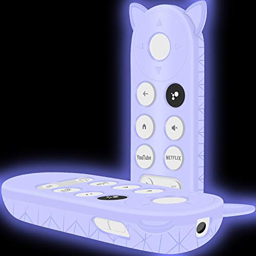 Silicone Protective Case Compatible for Google Chromecast Remote Control,Remote Case Holder Skin for Google 2020 Voice Remote,Shock Absorption Bumper Remote Back Cover-Glowpurple