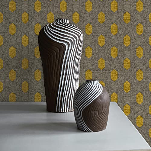 TADESSI Tapete Vintage M1-No.2822 | Vliestapete | Gelb | Vintagetapete | Retro | Geometrisch