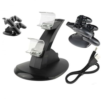 Cargador Dual para MANDOS Sony Play Station 4 PS4 ESTACION Soporte Doble USB