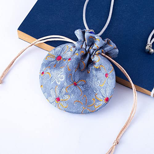 qbodp 6 Pcs Petit Sachets Parfumés Chinois Festival des Bateaux-Dragons Bénédiction Pochettes Cordon Cadeau Sachet Vide Parfum,Rétroviseur De Voiture Décoration Suspendue,8 Cm × 7,5 Cm,Gris Foncé