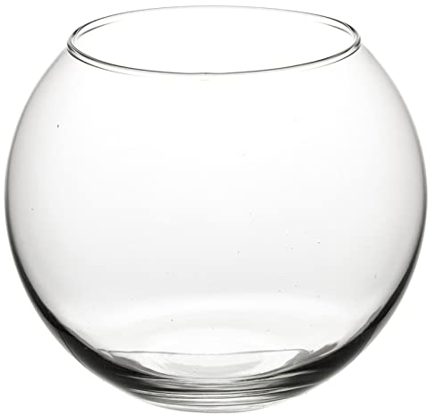 Round Glass Vase - Perfect for Flowers, Succulents, Fish Bowl etc - (Diameter: 12cm - Height: 15cm) Clear
