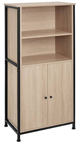 TecTake® Buffet Haut 60 x 38 x 125 cm, Meuble de Rangement Cuisine Salon au Style Industriel, avec Portes et Étagères, Rangement Cuisine, Buffet Salle a Manger, Vaisselier, Garde Manger, Bois Clair