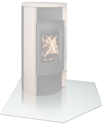 EWO Funkenschutzplatte - Glasplatte für Kaminöfen in Fünfeck-Form (110 x 110 x 0,8 cm) - Bodenplatte als Kamin Funkenschutz mit ESG-Sicherheitsglas - Kaminplatte Boden-Schutzglas