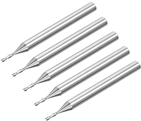 QUARKZMAN 1,0mm x 6mm 3,175mm 1/8 Schaft Spirale Router Bohren x 5Stk Vollhartmetall CNC Stirnfräser zum Schneiden Acryl Kunststoff Harz Holz [2 Flöten]