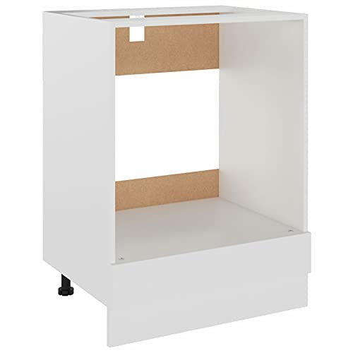 Homgoday Oven Cabinet, 60x46x81.5 cm White High Gloss Kitchen Base Unit, Engineered Wood, for Modern Kitchen Storage and Organisation