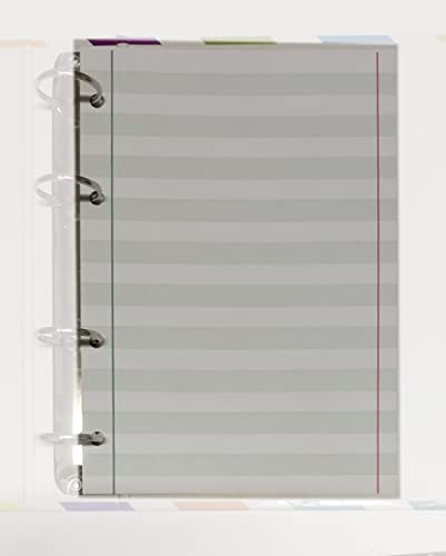 200 Blatt (400 Seiten) mit 4 Löchern im Format A5 14,5 x 20,5 cm. für Ordner mit 4 Ringen - Zeilen 10 mm. Für mittlere und obere Seiten - Einfaches Ablesen