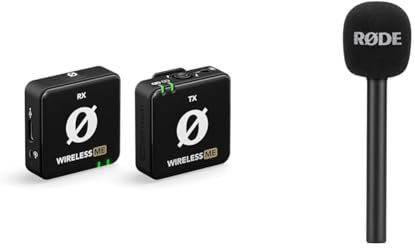 RØDE Wireless ME Système de Microphone sans Fil Ultra-Compact avec Microphones intégrés, Technologie GainAssist et portée de 100m & Interview GO - Adaptateur de Micro-Main pour Le Wireless GO