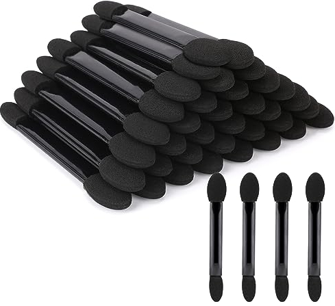 50 Stück Doppelseitiger Einweg-Lidschatten-Applikator, Lidschatten-Schwammpinsel, Make-up-Werkzeuge, Doppelseitiger Lidschattenpinsel für Damen und Mädchen zum Auftragen von Lidschatten und Make-up