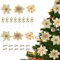 Lyneun 18 Stück Weihnachtsbaum Blumen und 12 Stück Rote Beerenstiele, Weihnachten Blumen mit 12Pcs Clips, Weihnachtsstern Blumen für Christbaumschmuck Kränze