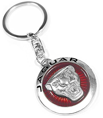 Zbosrma Auto Logo Schlüsselanhänger Ring 3D Chrom Metall Auto Schlüsselanhänger Schlüsselring Legierung Schlüsselhalter Autozubehör, Passend für Jagu New Red, 8*5*0.2cm