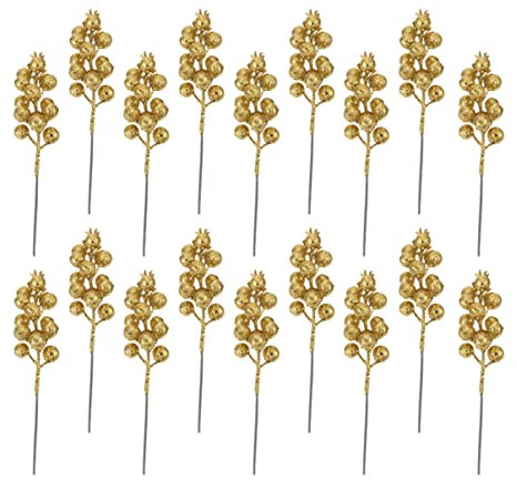 Kiefernornamente, Dekoration, Baum, DIY und Kranz, Stängel, Stängel, Arrangements, Kränze, Weihnachten, goldene Blumendekorationen, Stäbchen, klein, für Zweige, Party, dekorative Nadel,