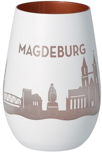 Goodtimes Windlicht Magdeburg Skyline (Weiß & Bronze)