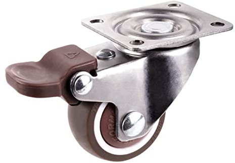 1 1,25 1,5 2 Zoll Möbelrollen Räder Gummi Lenkrolle Trolley Gummirolle mit Bremse 1St (Color : C-brake, Size : 2 inch)