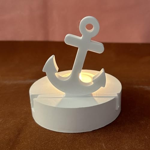 Xidmold Silikonform Anker mit Kerzenhalter, Anker Silikonform Gießform Mit Sockel, Anker Gips Gießform Silikon, Kerzenhalter-Zementform für Stabkerzen Und Teelichter (Anker)