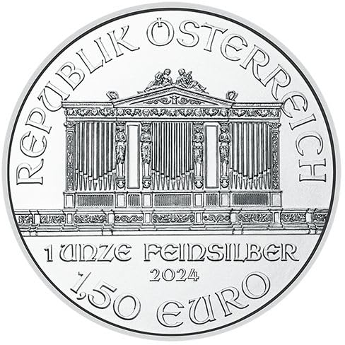 Silbermünze Wiener Philharmoniker 1 Unze, 2024, AnlageMünzen, incl Münzkapsel und Geschenkbeutel, Neuware