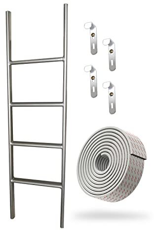 Obere Etagenleiter, 4/5-Stufen-Leiter für Schulwohnheim, Wohnmobil, Reiseanhänger, Boot, Einzelbett, Hakenleiter für Etagenbett mit Trittpolstern/Abdeckung/Pedalschutz, Kletterhalterungen, B