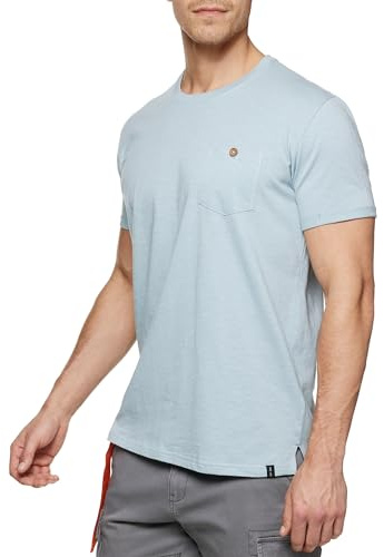 Indicode Herren INJon T-Shirt mit Brusttasche aus 100% Baumwolle | Herrenshirt Sommershirt Männer Ether, XXL