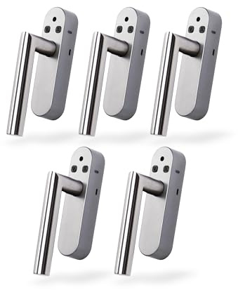 CIRCLE S8 Fenstergriff Premium 5er Set, Alarm Griff für Fenster mit Smart Home Überwachung und Energie, Sicherheit und Komfort Funktionen, Tuya kompatibel, steuerbar mit Smart Life App (Edelstahl)