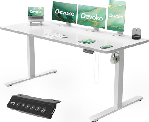 Devoko Höhenverstellbarer Schreibtisch mit USB-Buchse Schreibtisch Höhenverstellbar Elektrisch Steh-Sitz Verstellbarer Computertisch Stehpult Bürotisch Adjustable Desk,180x80cm,Weiß