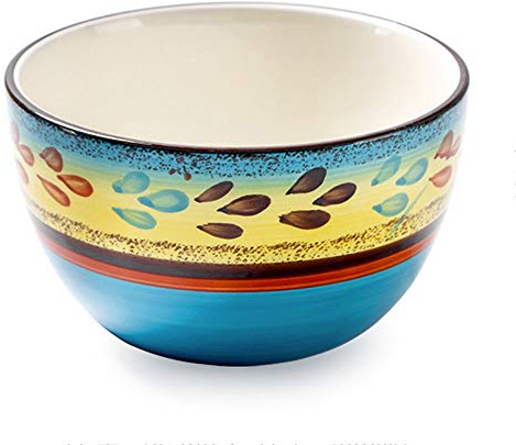 MXMZSRTH Ensaladeras Patrón De Bohemia 4pcs Creativo Fideos Fruta Ensaladera Japonés Pintado A Mano De Vajilla(Color:Azul)