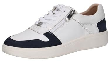 CAPRICE Damen Sneaker flach aus Leder mit Reißverschluss, Weiß (White Comb), 40 EU