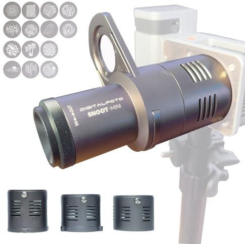 DF DIGITALFOTO Mini Optischer Snoot, Mini Snoot Projektionsaufsatz mit Zhiyun/Ulanzi-Halterung, 19 Gobos, Magnetischer Gobo Rahmen, Kompatibel mit ZHIYUN CINEPEER CX100, Ulanzi L023,COLBOR Wonder W100
