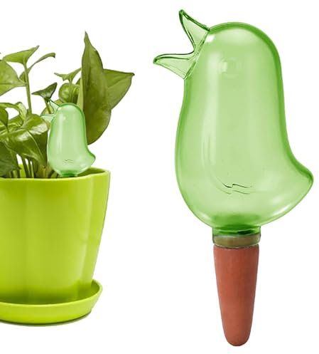 Accustomedi Birdie Type Automatic Flower Waterer, Self Watering Planter Insert, Terracotta Plant Self Watering Spikes, Automatic Plant Waterer Indoor for Pots, Plant Self Watering Devices (Green *1)
