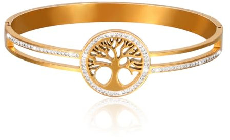 Eigso bracelet en acier inoxydable or pour les femmes hommes unisexe mode arbre de vie pendentif bracelet pour femme homme