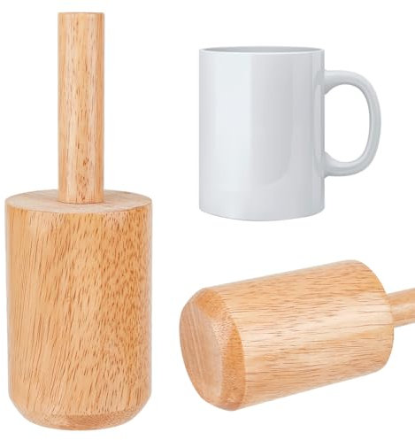 BENECREAT 220x80mm Tasse Töpferei Formen, BurlyWood Holz Töpferei Werkzeuge mit Griff Töpferei Formen Set mit beschichteten für Ton Töpferei Rippe hölzerne Formgebung Porzellan Tasse