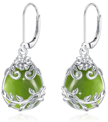 Peridot Ohrringe Silber 925 Filigran Tropfen Ohrringe Peridot Ohrstecker Schmuck Geschenke für Damen