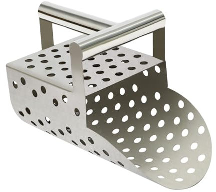 HUSPOO Beach Sand Scoop for Metal Detecting, Stainless Steel Sand Shovel Detector Fast Sifting Metal Detector Digging Tools for Sand Sifting and Treasure Hunting