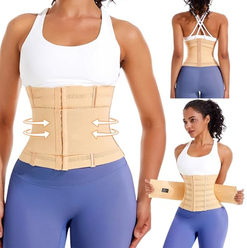 Yixinly Bauchweggürtel, Waist Trainer Fitness Waisttrainer, Korsett Bauchweg Taillenformer, Bauchgürtel für Herren und Damen Schwarz