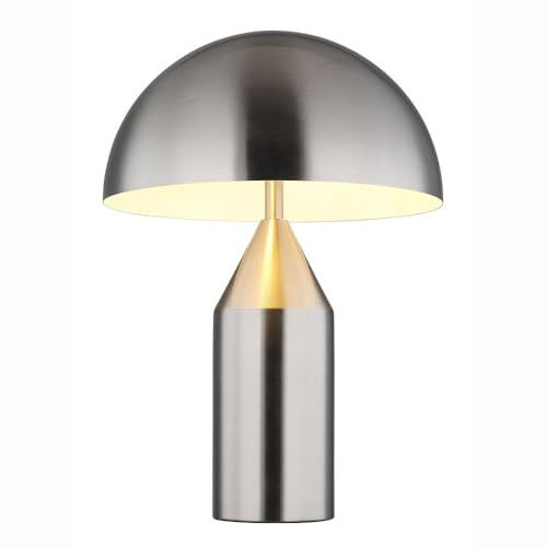 Tischlampe 2 flammig Leselampe Nachttischlampe nickel matt Wohnzimmerlampe Tischleuchte weiß, 2x E27, DxH 28 x 39 cm