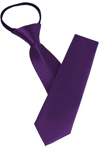 AUYAO Herren Krawatten Einfarbiger Klassische Vorgebundenen Knoten Krawatte 8cm Verstellbarer Krawatten für Herren mit Reißverschluss für Heiraten Oder Festliche Veranstaltunge (Tiefes Lila-Polyester)