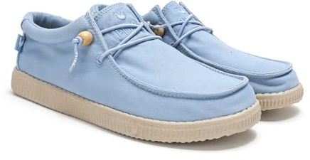 WALK IN PITAS | WP150 WALLABI Washed | Herren Mokassins | Flache Slipper für Männer | Slip on Loafer | Sneakers | Schlupfschuhe | Freizeitschuhe | Walkinpitas Schuhe | Hellblau 41