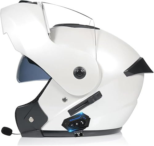 Casco da moto modulare Bluetooth Flip Up Casco integrale da moto con doppia visiera antiappannamento Caschi integrali omologati ECE Leggeri per donne e uomini B,L=59-60CM