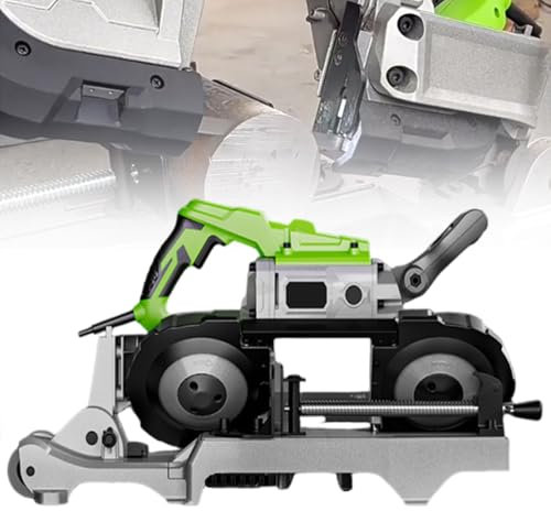 twostronking 1100-W-Bandsägen Für Die Holzbearbeitung, Tragbare Bandsäge, Doppelschalter-Design, Mit 6-Gang-Einstellung, 12 cm Schnittbereich, 0–45°-Schnitt, Geeignet Für Massiven Stahl, Kabel Usw.