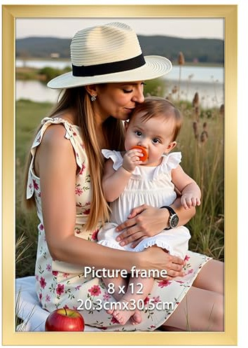 Ditwis Bilderrahmen 20x30 Gold, Fotorahmen für 30x20 cm Fotos und Bilder, Wand- und Tischaufstellung, Modern Rahmen für Wohn-, Schlaf- und Büroräume