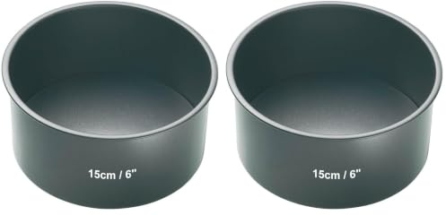 MasterClass KCMCHB48 15 cm Deep Cake Tin with PFOA Non Stick and Loose Bottom, 1 mm Carbon Steel, 6 Inch Small Round Pan, Grey (Pack of 2)