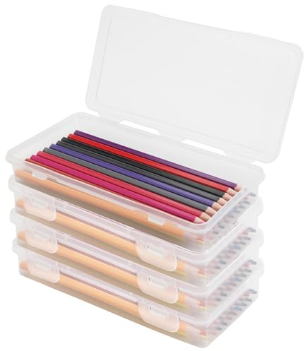 4 Stück Stiftebox Stifte Aufbewahrung Stifte Organizer Stiftebox Kinder | Stifte Box, mit Schnappdeckel, Aufbewahrungsbox Stifte, für Bürobedarf, Schule, Familie,Bastelartikel, Zeichnungs Werkzeuge