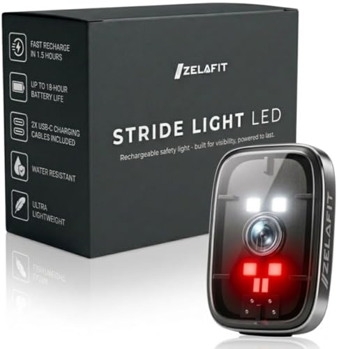 ZelaFit Running Lights for Runners - LED Rechargeable Clip On Torch - Lightweight, Water-Resistant Running Vest Light and Body Torch for Night Visibility (1)