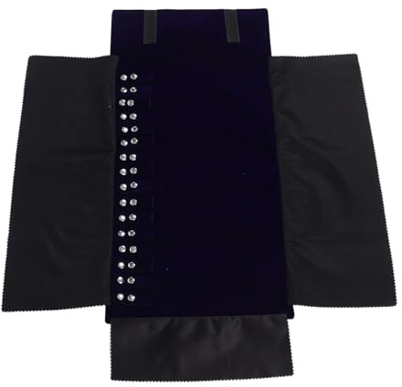 Rollo de Joyería Portátil de Terciopelo Azul para Collares y Pendientes | Organizador de Collares, Bolsa Enrollable de Viaje, Diseño Compacto Cierre Seguro